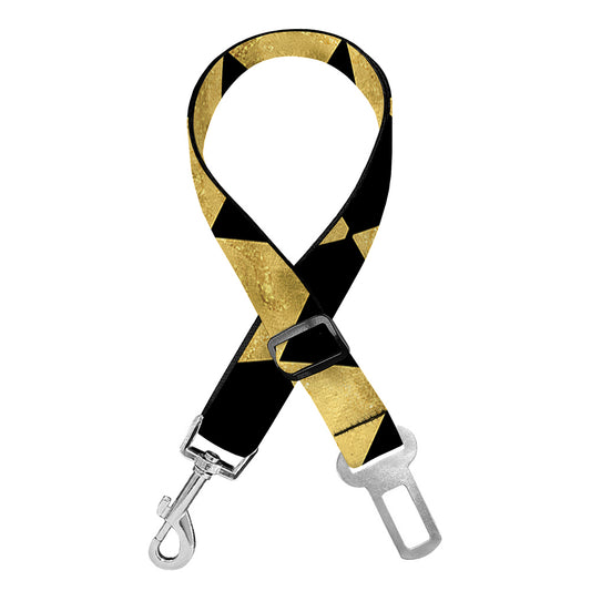 Black And Gold Harlequin Pattern Print Dog Seat Belt