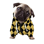 Black And Gold Harlequin Pattern Print Dog Zip Up Hoodie