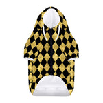 Black And Gold Harlequin Pattern Print Dog Zip Up Hoodie