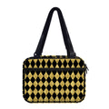 Black And Gold Harlequin Pattern Print Double Strap Bible Bag
