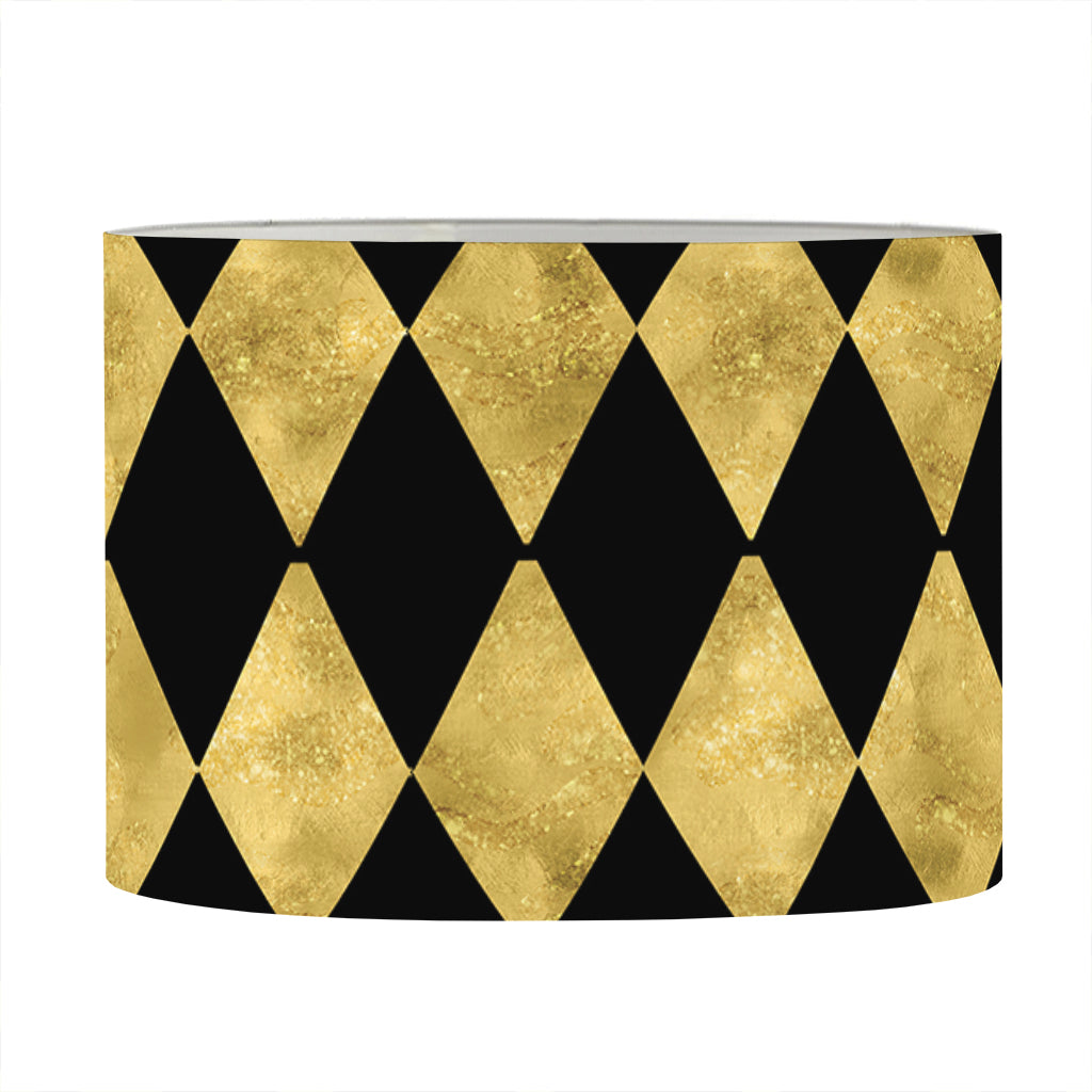 Black And Gold Harlequin Pattern Print Drum Lamp Shade