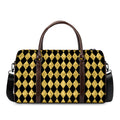 Black And Gold Harlequin Pattern Print Duffel Bag