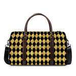 Black And Gold Harlequin Pattern Print Duffle Bag