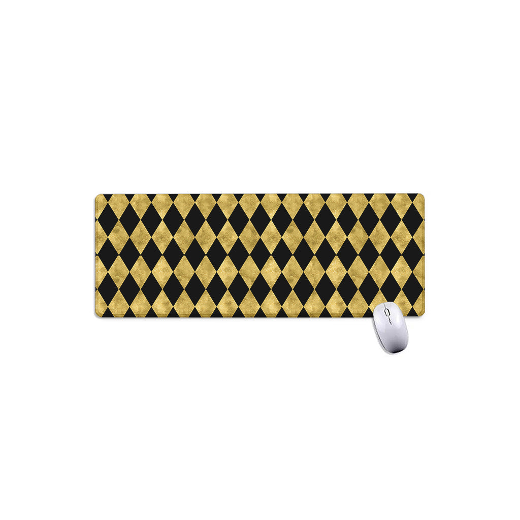Black And Gold Harlequin Pattern Print Extended Mouse Pad