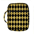 Black And Gold Harlequin Pattern Print Front Pocket Bible Bag
