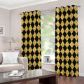 Black And Gold Harlequin Pattern Print Grommet Curtains