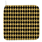Black And Gold Harlequin Pattern Print Hand Towel