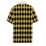 Black And Gold Harlequin Pattern Print Hawaiian Shirt