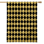 Black And Gold Harlequin Pattern Print House Flag