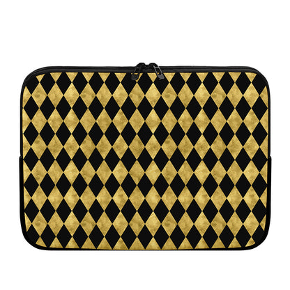 Black And Gold Harlequin Pattern Print Laptop Sleeve