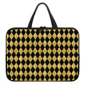 Black And Gold Harlequin Pattern Print Laptop Sleeve With Handle