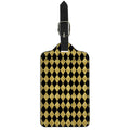 Black And Gold Harlequin Pattern Print Luggage Tag