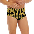 Black And Gold Harlequin Pattern Print Men's Briefs