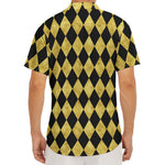 Black And Gold Harlequin Pattern Print Men's Deep V-Neck Shirt