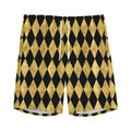 Black And Gold Harlequin Pattern Print Men's Athletic Shorts