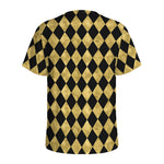 Black And Gold Harlequin Pattern Print Men's Sports T-Shirt