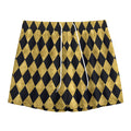 Black And Gold Harlequin Pattern Print Mesh Shorts