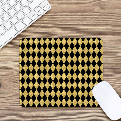 Black And Gold Harlequin Pattern Print Mouse Pad