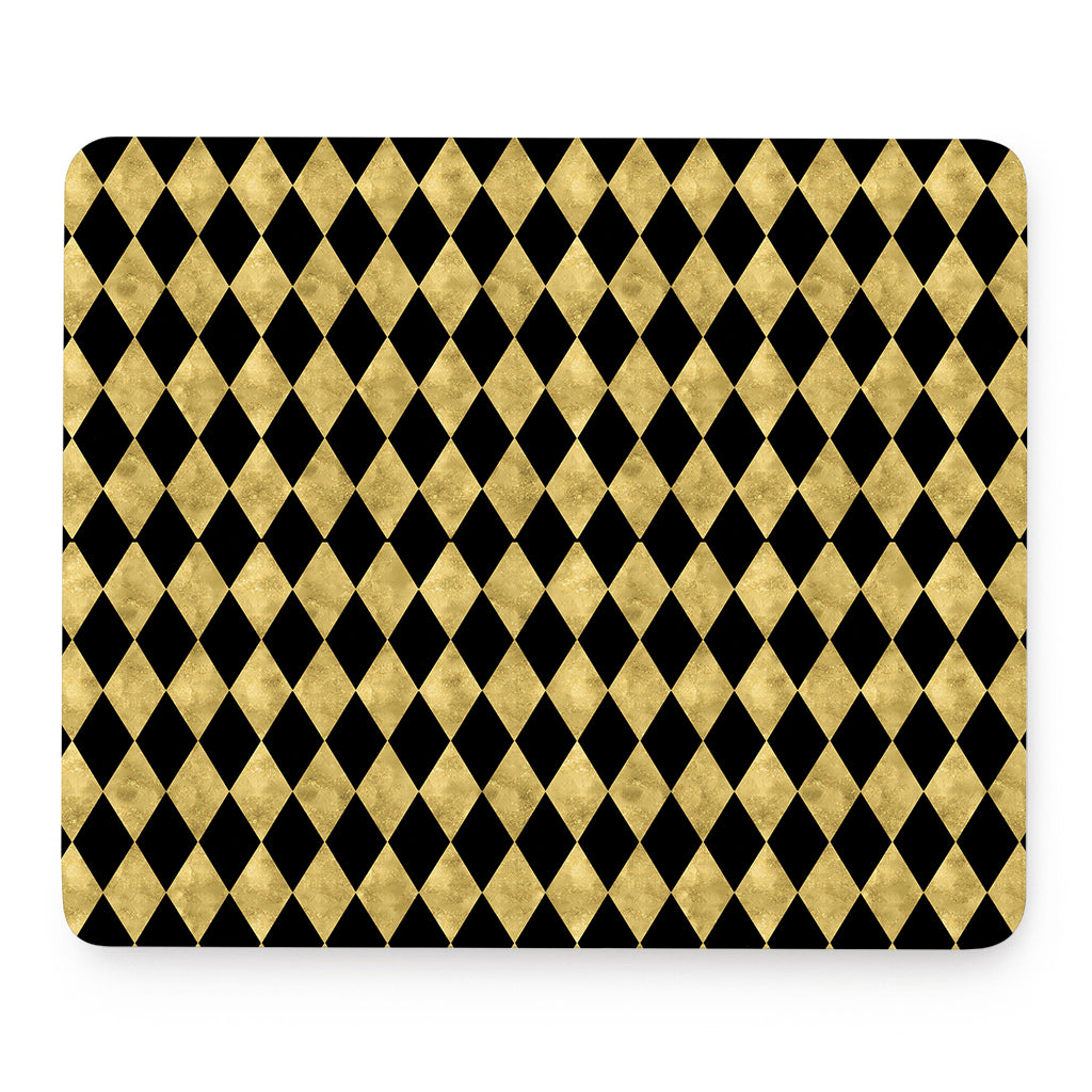 Black And Gold Harlequin Pattern Print Mouse Pad