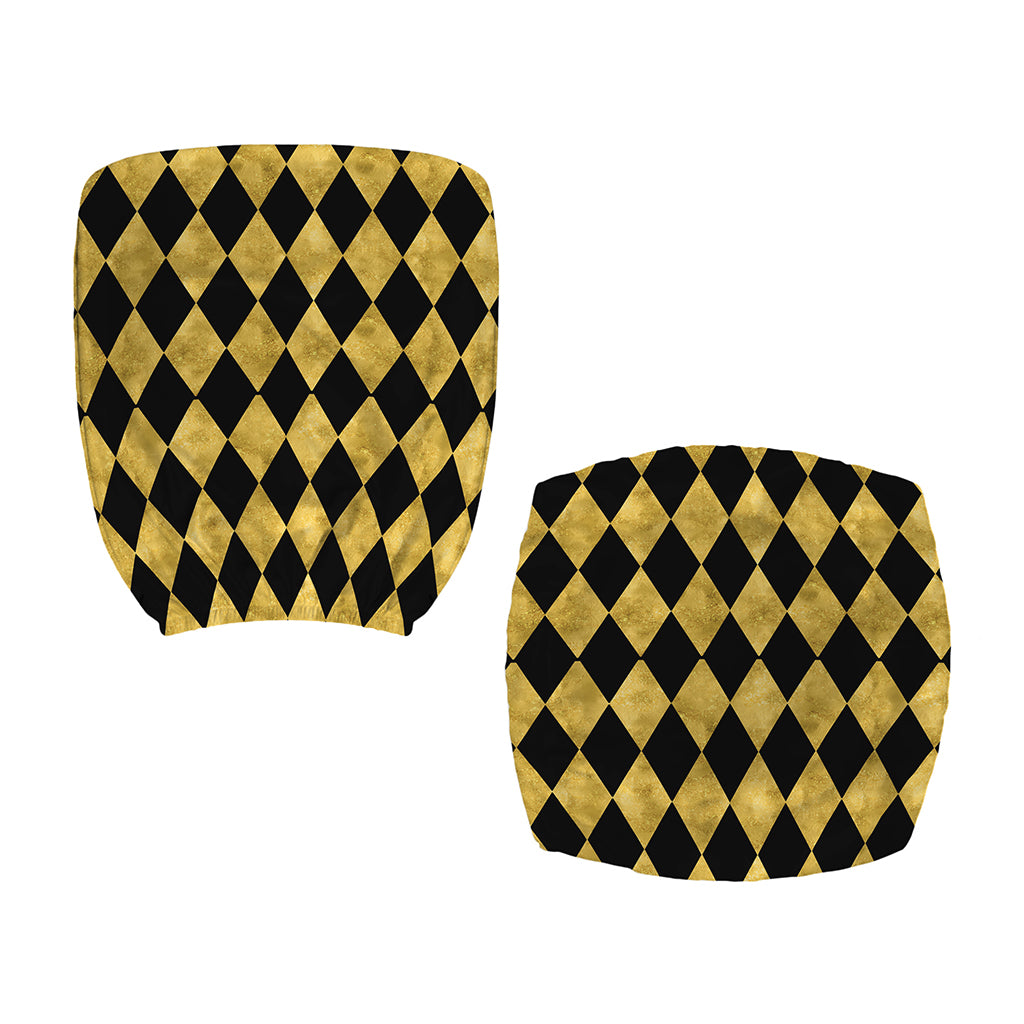 Black And Gold Harlequin Pattern Print Office Chair Cover