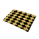 Black And Gold Harlequin Pattern Print Pet Cooling Mat Cover