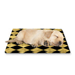 Black And Gold Harlequin Pattern Print Pet Cooling Mat Cover