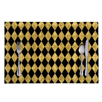 Black And Gold Harlequin Pattern Print Placemat