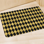 Black And Gold Harlequin Pattern Print Polyester Doormat