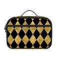Black And Gold Harlequin Pattern Print Portable Lunch Bag