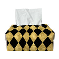 Black And Gold Harlequin Pattern Print Rectangle Tissue Box Cover