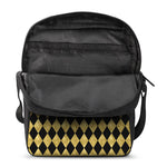 Black And Gold Harlequin Pattern Print Rectangular Crossbody Bag