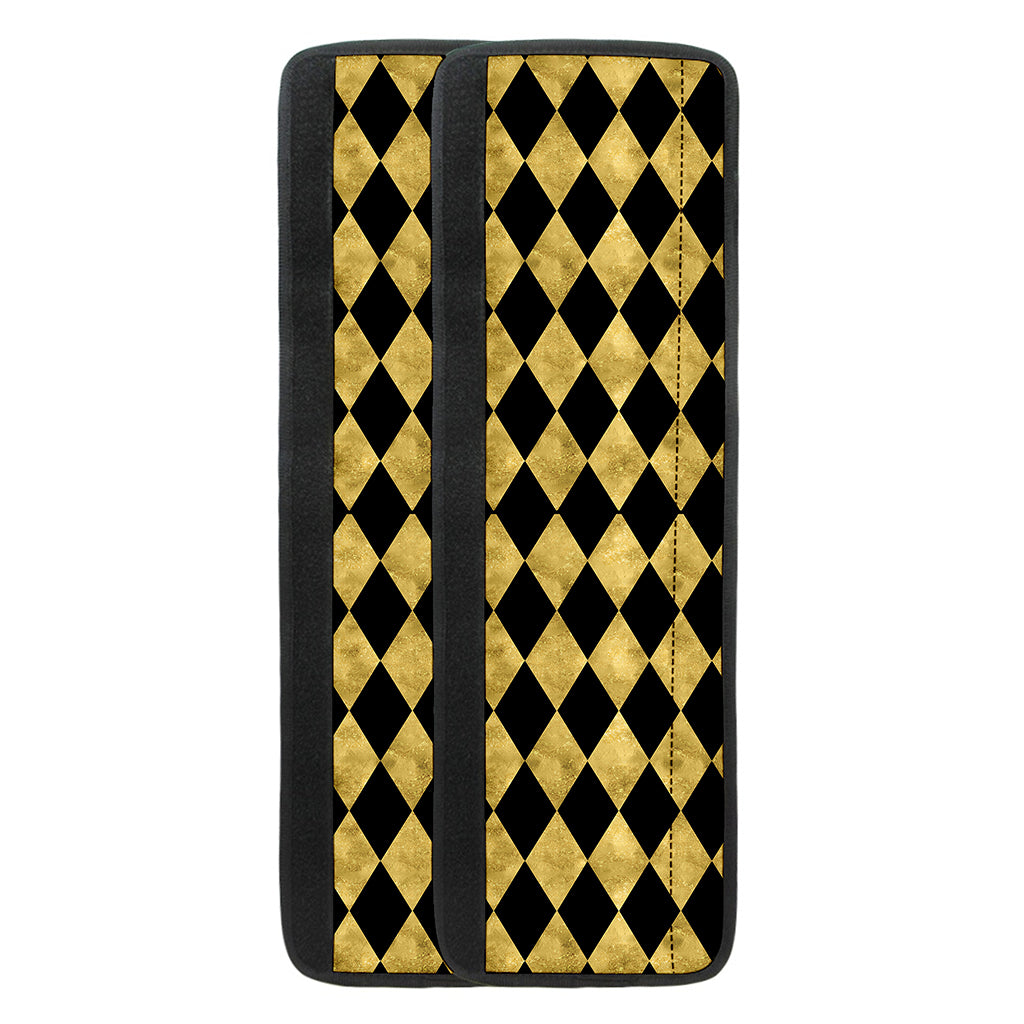 Black And Gold Harlequin Pattern Print Refrigerator Handle Covers