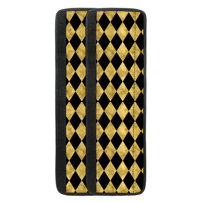 Black And Gold Harlequin Pattern Print Refrigerator Handle Covers