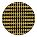 Black And Gold Harlequin Pattern Print Round Floor Mat