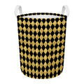 Black And Gold Harlequin Pattern Print Round Laundry Basket