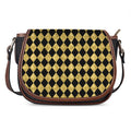 Black And Gold Harlequin Pattern Print Saddle Bag