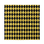Black And Gold Harlequin Pattern Print Silk Bandana