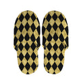 Black And Gold Harlequin Pattern Print Slippers