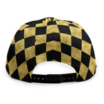 Black And Gold Harlequin Pattern Print Snapback Cap