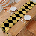 Black And Gold Harlequin Pattern Print Table Runner