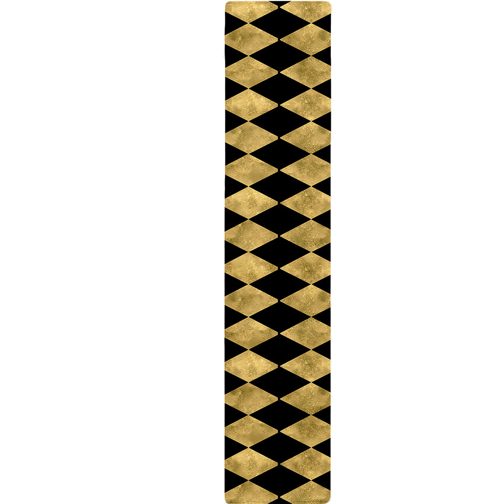 Black And Gold Harlequin Pattern Print Table Runner