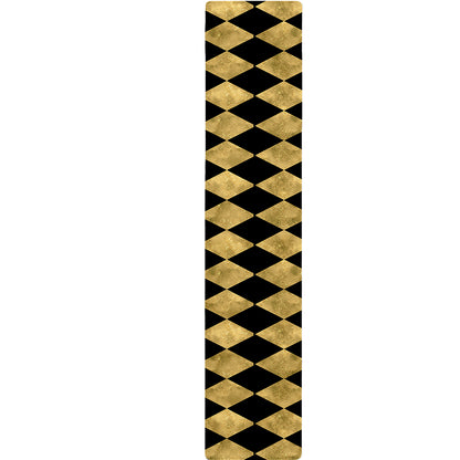 Black And Gold Harlequin Pattern Print Table Runner