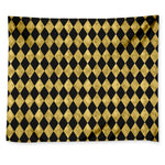 Black And Gold Harlequin Pattern Print Tapestry