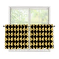 Black And Gold Harlequin Pattern Print Tier Curtains