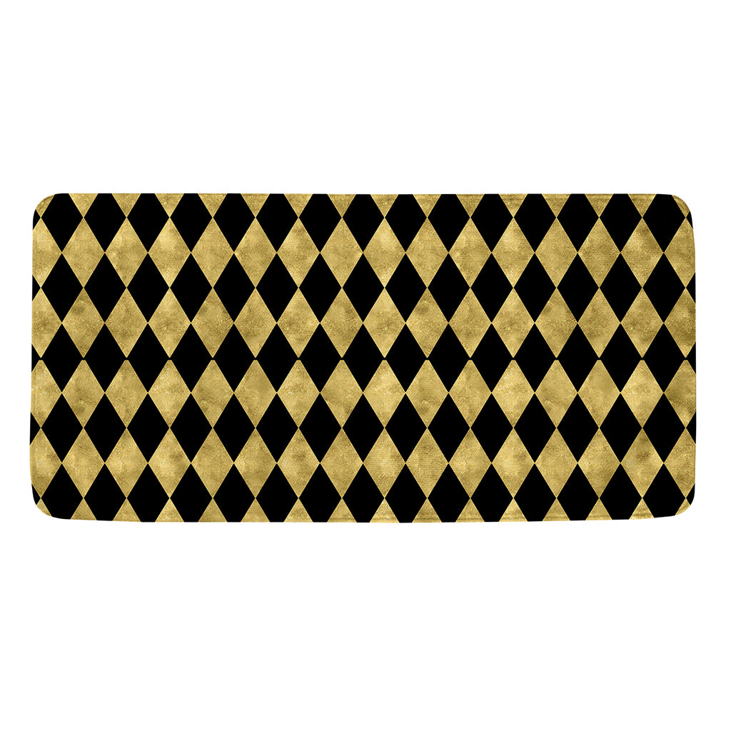 Black And Gold Harlequin Pattern Print Towel