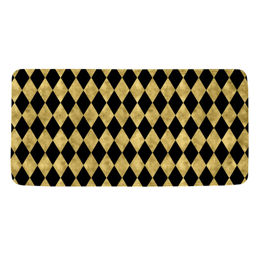 Black And Gold Harlequin Pattern Print Towel
