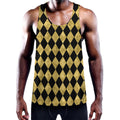 Black And Gold Harlequin Pattern Print Men's Workout Tank Top