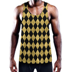Black And Gold Harlequin Pattern Print Training Tank Top