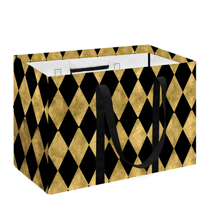 Black And Gold Harlequin Pattern Print Utility Tote Bag