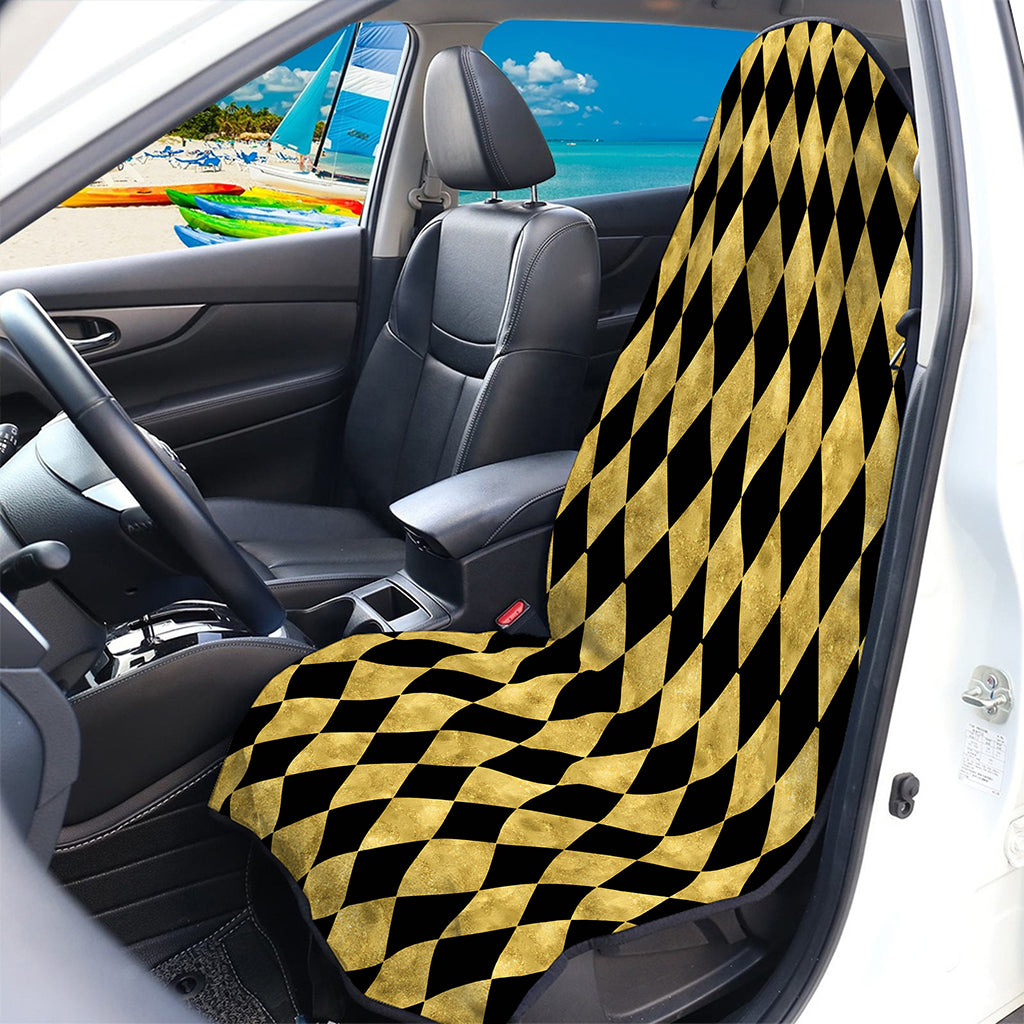 Black And Gold Harlequin Pattern Print Waterproof Car Seat Cover
